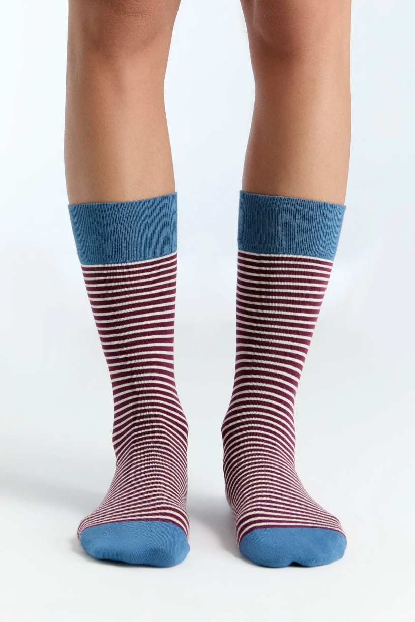 Albero Natur womens vegan Multipack 6x Socks With Longer Cuffs Bordeaux/ Natural